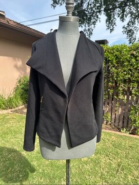 Calvin Klein Black Open-Front Textured Knit Blazer
